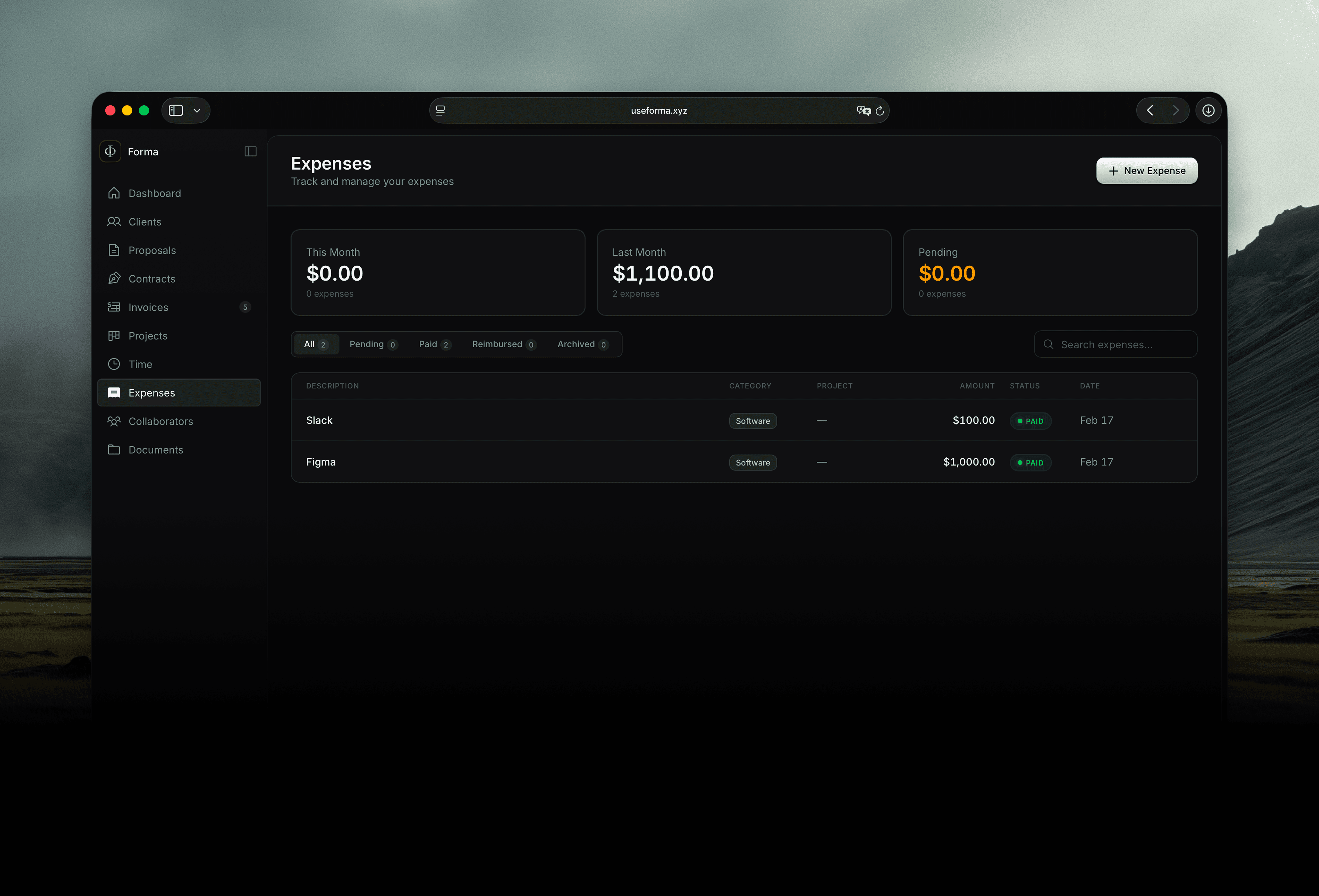 Expense Tracking in Verum