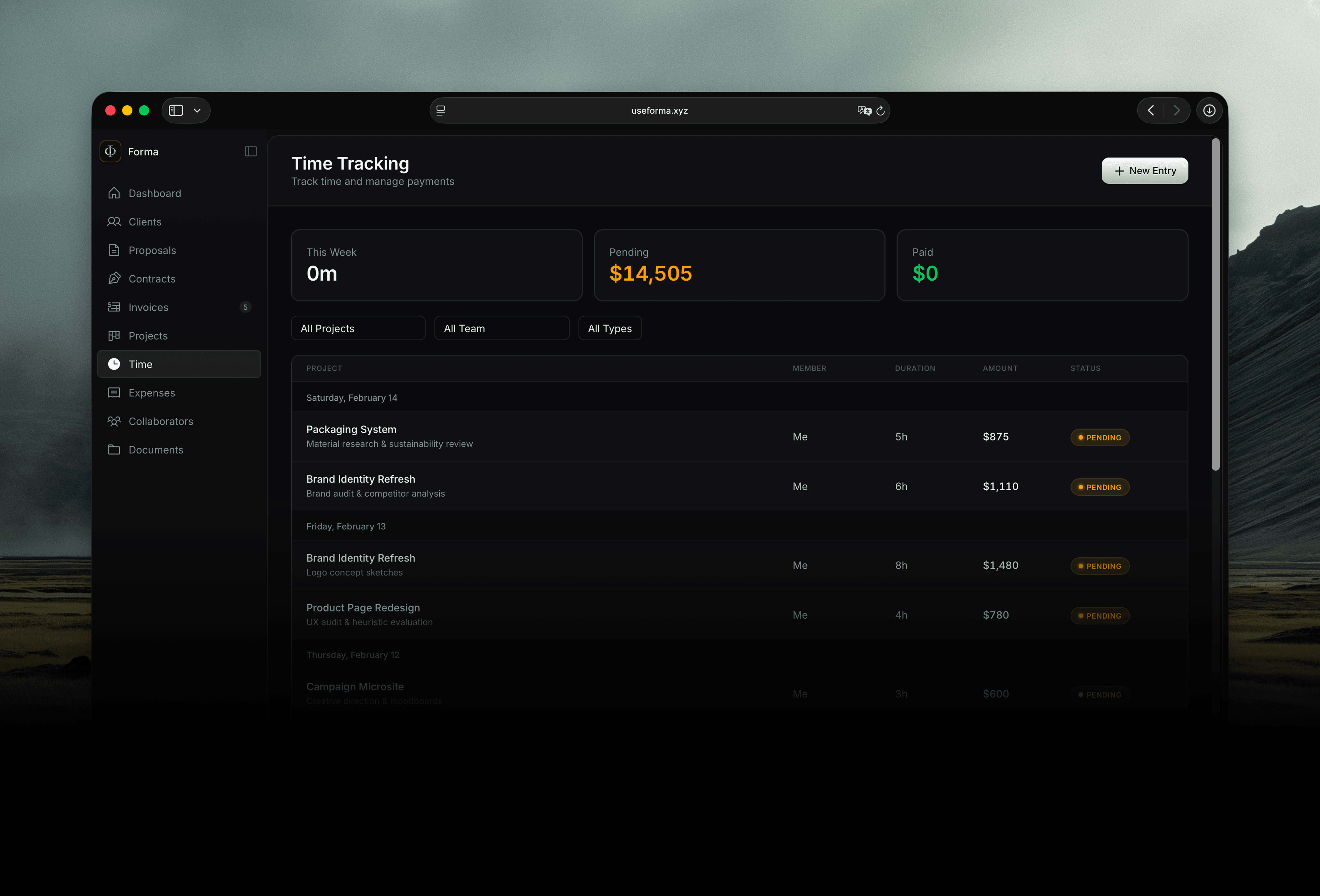 Time Tracking in Verum